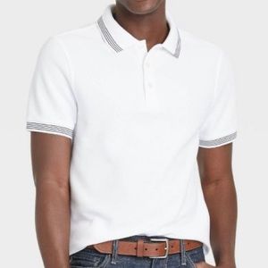 Mens stripe sleeve white polo - New With Tags - XL - Goodfellow & CO